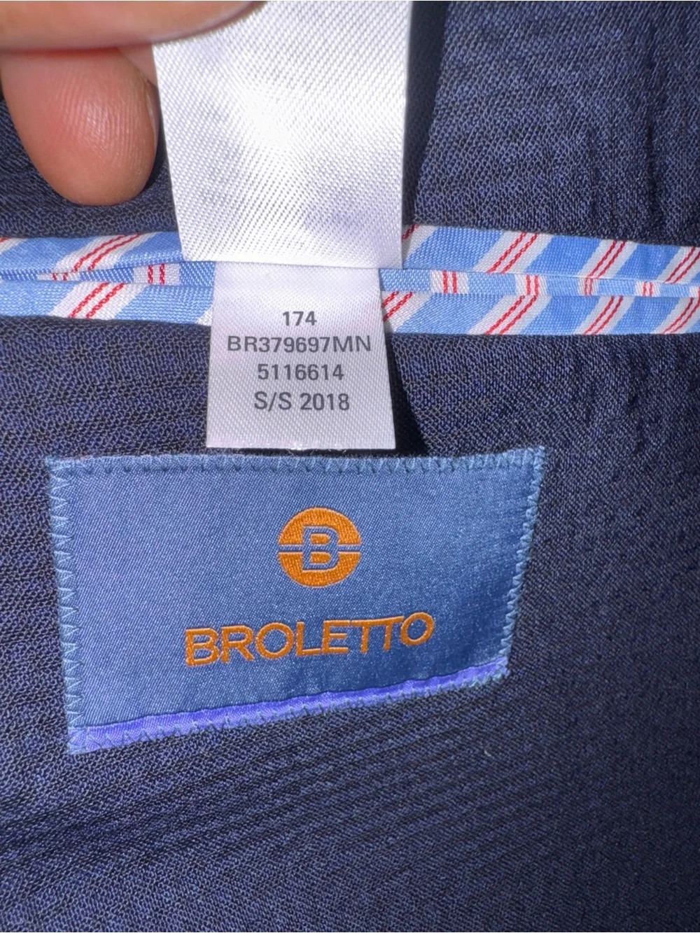 Broletto Men's Navy Blue Wool Spandex Blazer Jacket